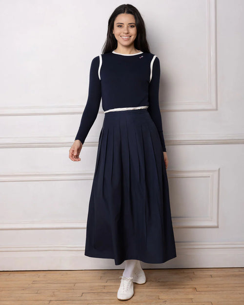 PAR-SK530 BLACK TWO TONE PLEAT SKIRT