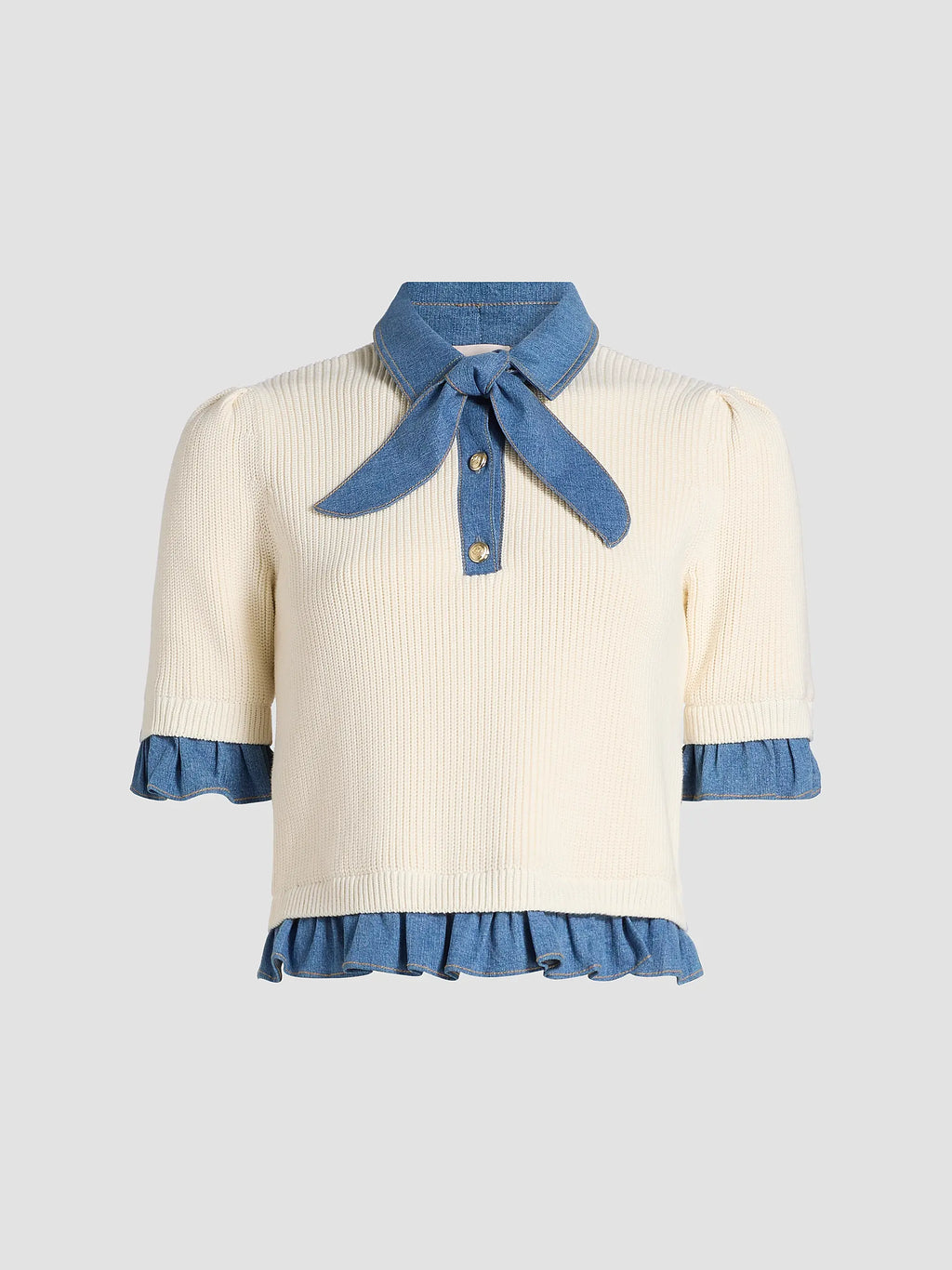 CQS-ZK12549152Z IVORY&DENIM POCKET CARDIGAN