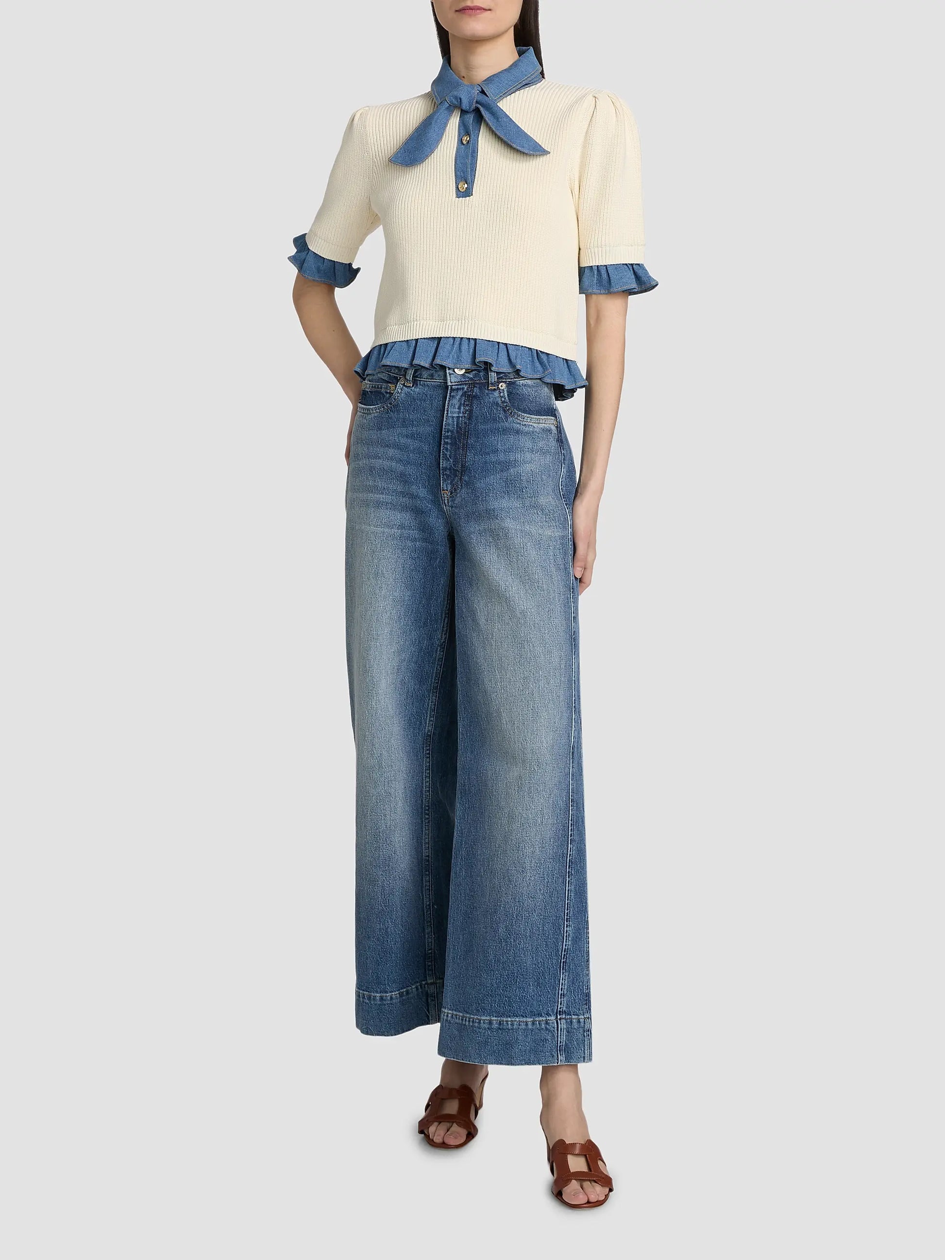 CQS-ZK12549152Z IVORY&DENIM POCKET CARDIGAN