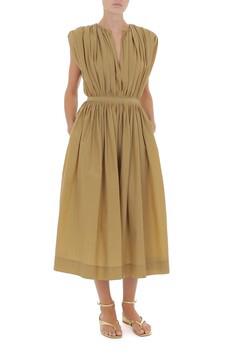 PHY-A0449 BROWN NYLON LONGUETTE DRESS
