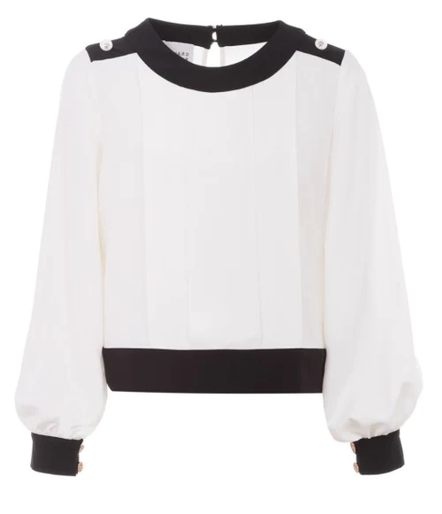EDWARD ACHOUR PARIS WHITE TOP WITH BLACK EDGING
