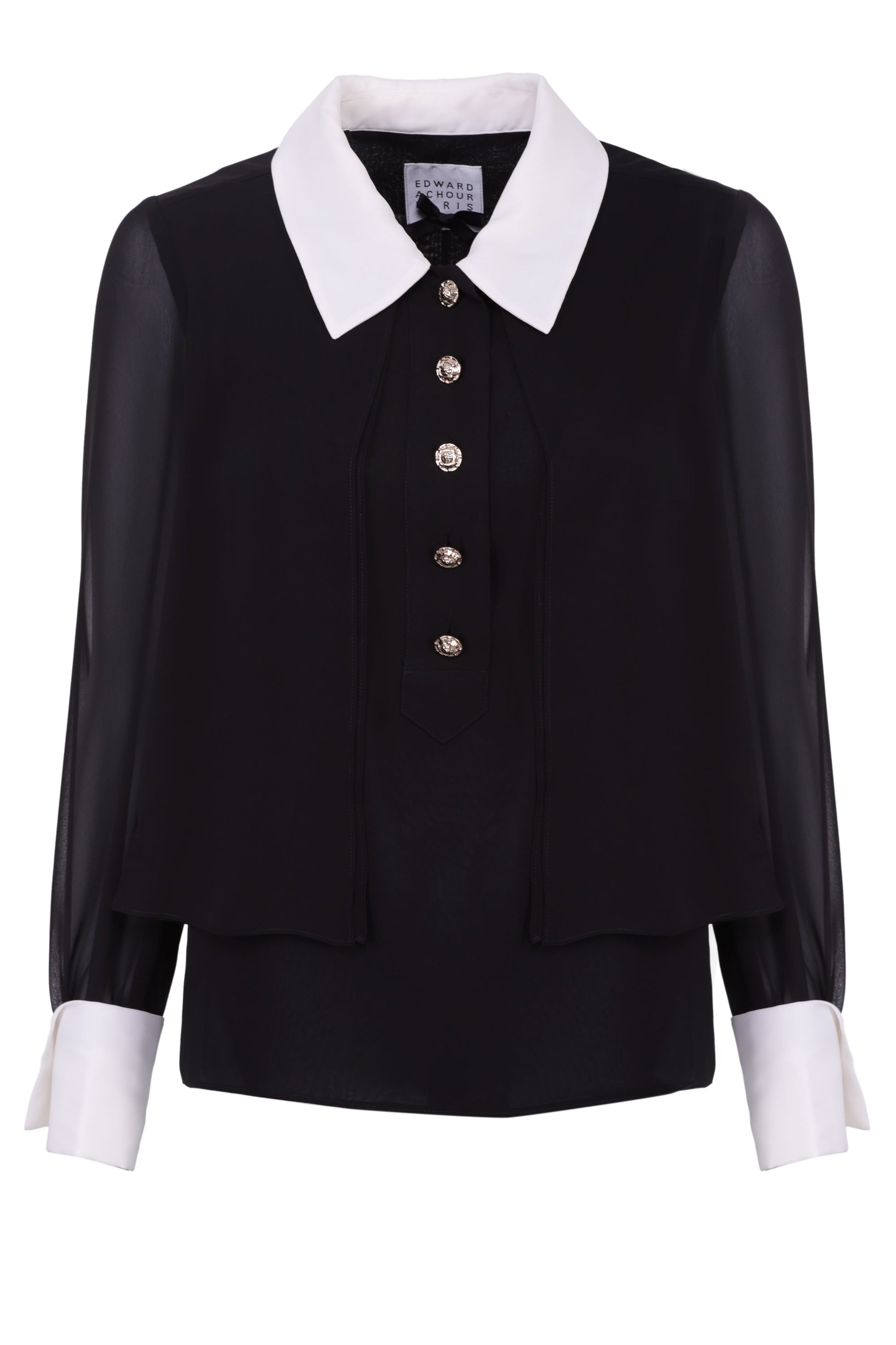 EDP-070716 BLACK WHITE COLLAR BLOUSE