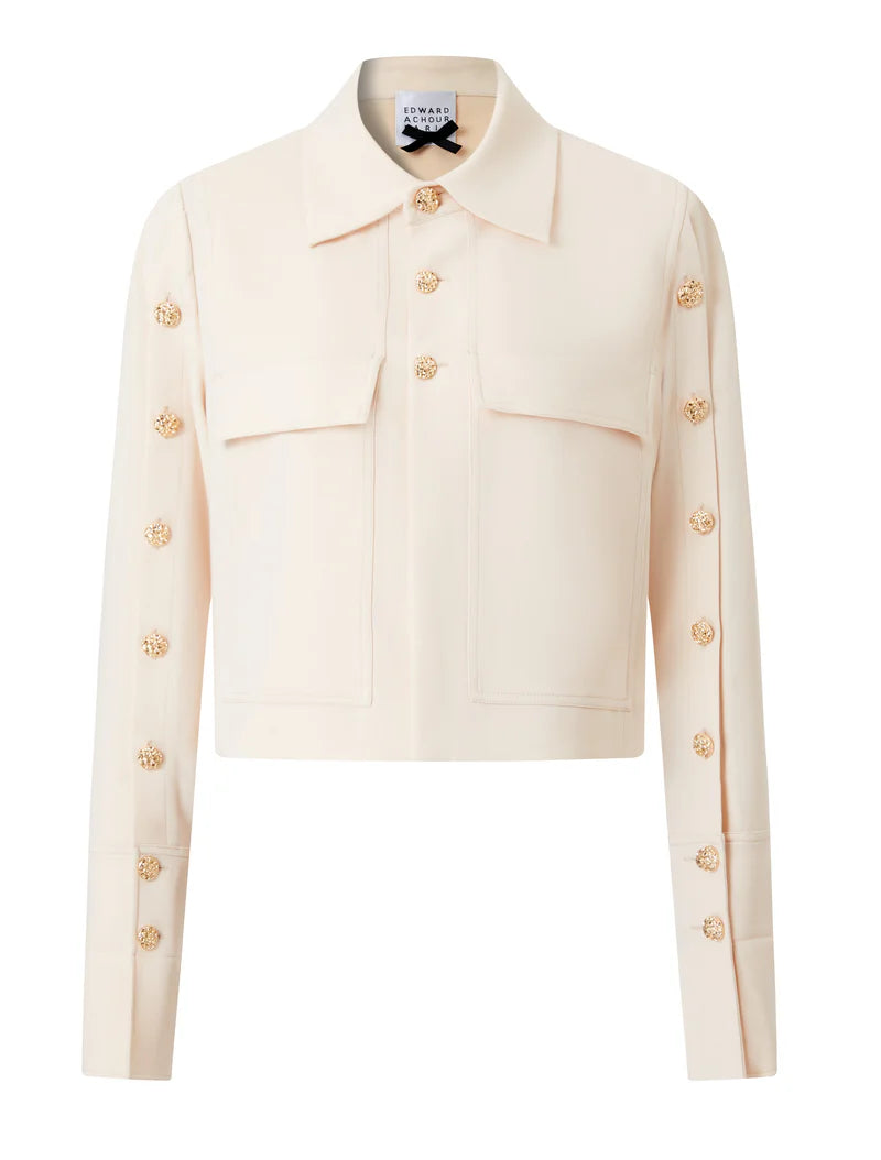 EDP-080108 IVORY GOLD BUTTON TOP