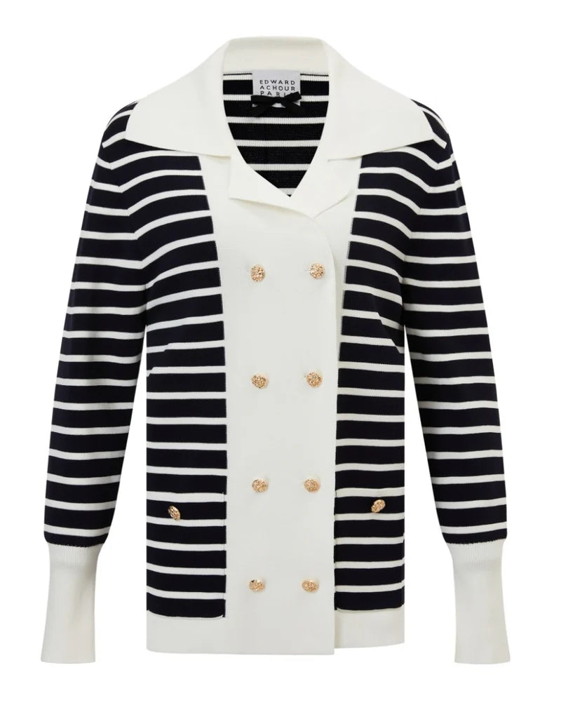 EDP-081502 NAVY STRIPE CARDIGAN