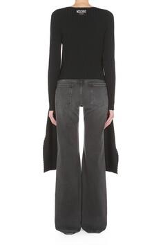 MSC-0913 BLACK POLO KNIT WRAP TOP
