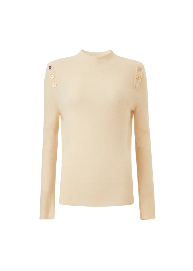 EDP-091502 BEIGE KNIT BUTTON TOP