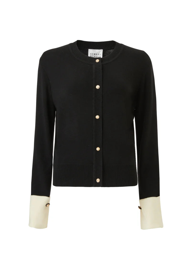 EDP-091503 BLACK GOLD BUTTONS CARDIGAN