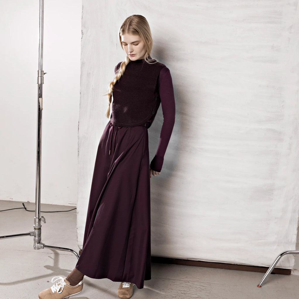 INO-M2-1413W AW26 BURGANDY ROPE SKIRT