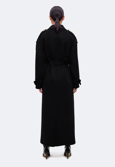 ELS-CP02D66 BLACK DOUBLE BREASTED COAT