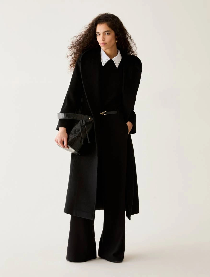 PNK-22101012 PBPBERMUDA BLACK TRENCH COAT