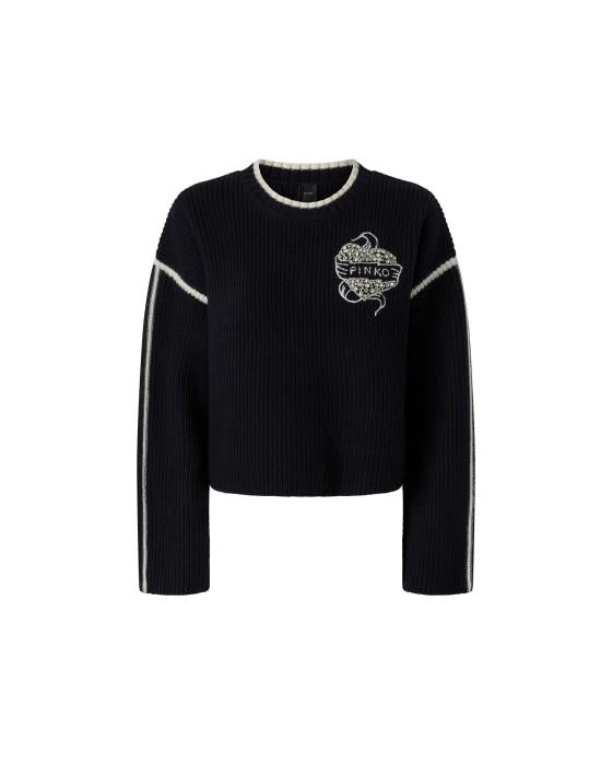 PKO-105397 ALICUDI BLUE KNIT LOGO TOP