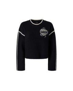 PKO-105397 ALICUDI BLUE KNIT LOGO TOP