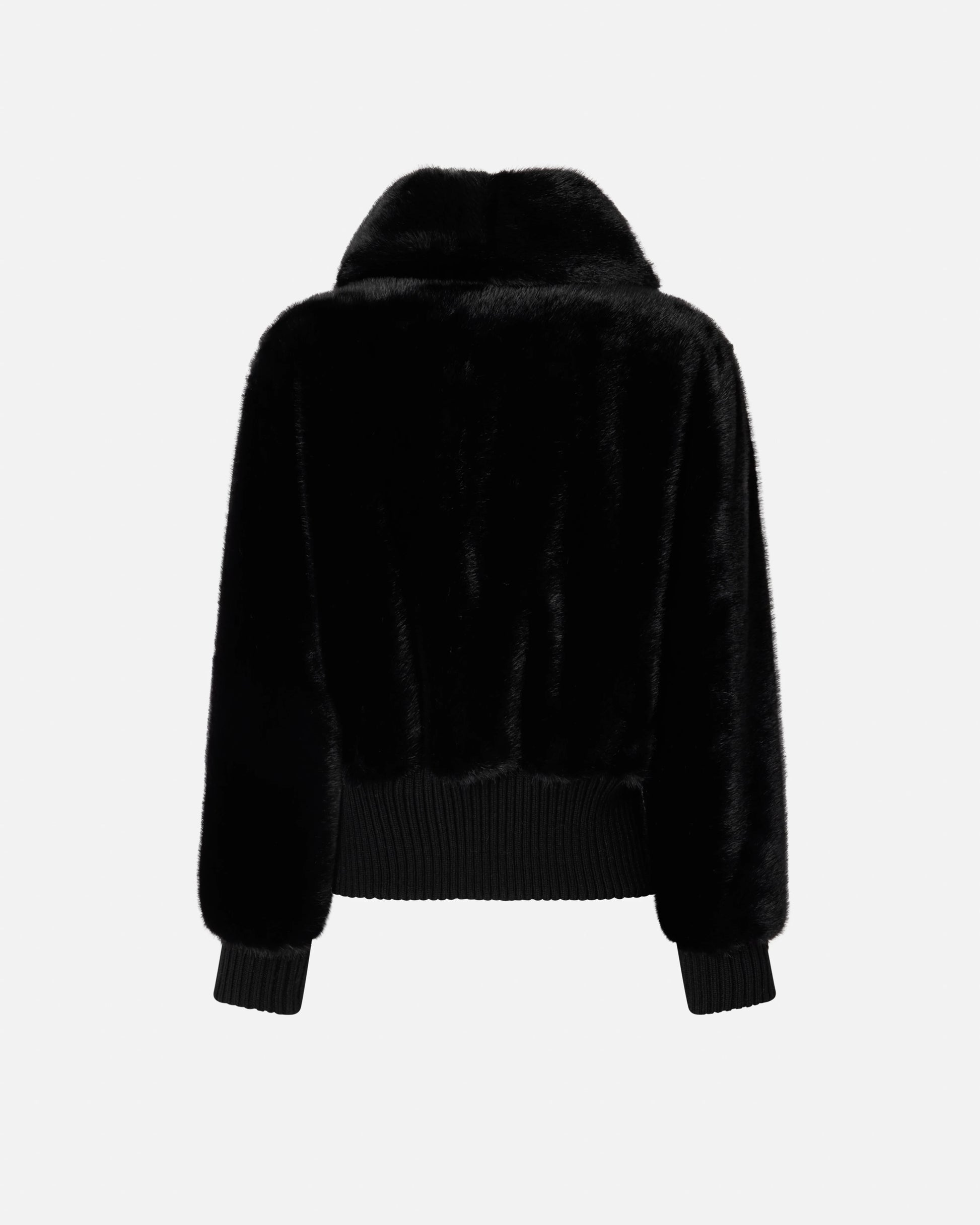 PKO-105399 BAGELS BLACK FAUX FUR JACKET