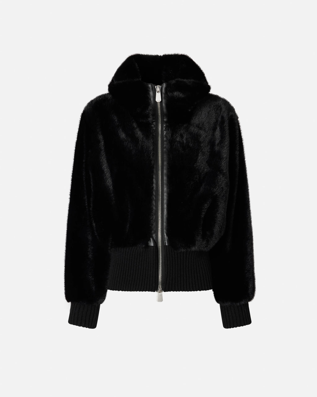 PKO-105399 BAGELS BLACK FAUX FUR JACKET