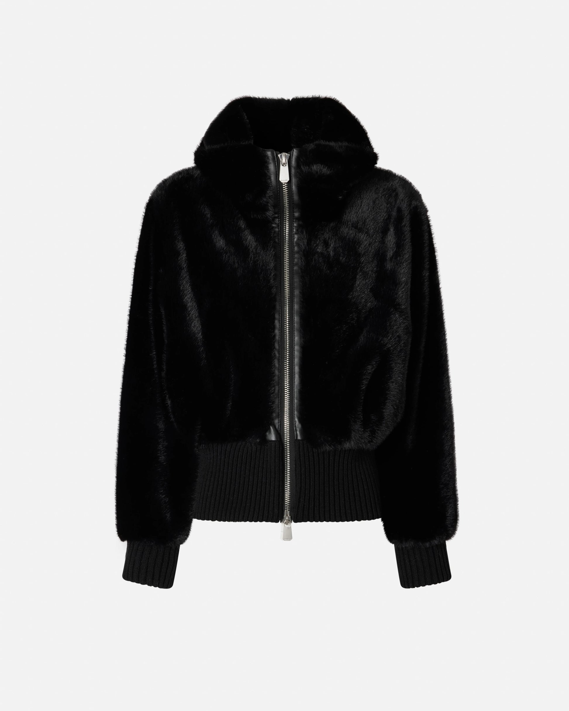 PKO-105399 BAGELS BLACK FAUX FUR JACKET