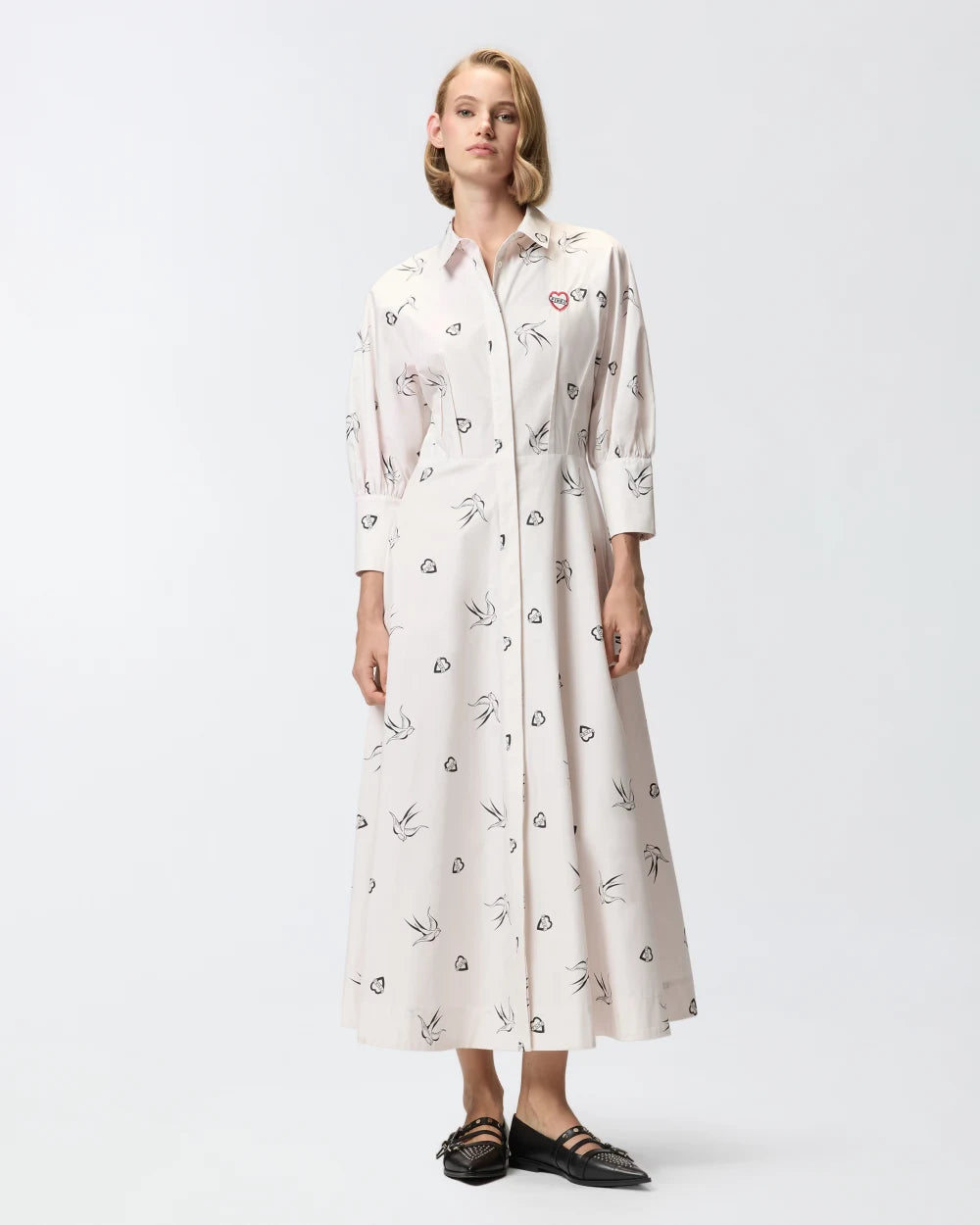 PKO-105474 ASIMINA BLUE COTTON LOGO DRESS