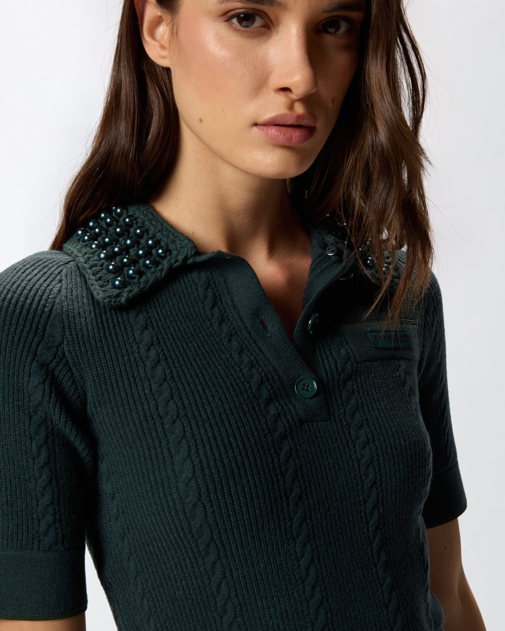 PKO-105484 EOLIE GREEN EMBELLIHED COLLAR POLO HI