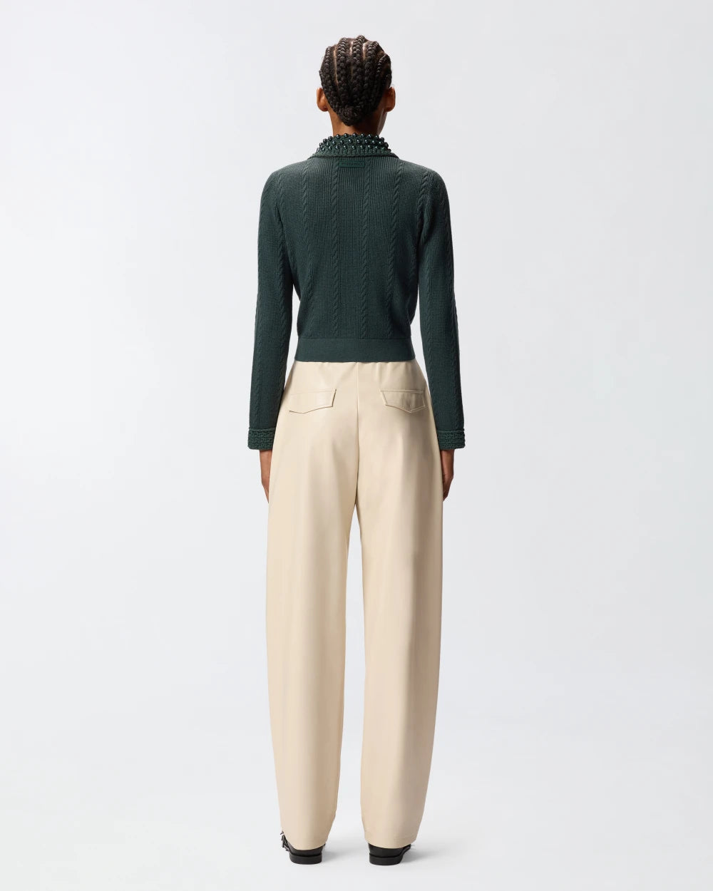 PKO-105485 MOLIE GREEN EMBELLIHED COLLAR TOP
