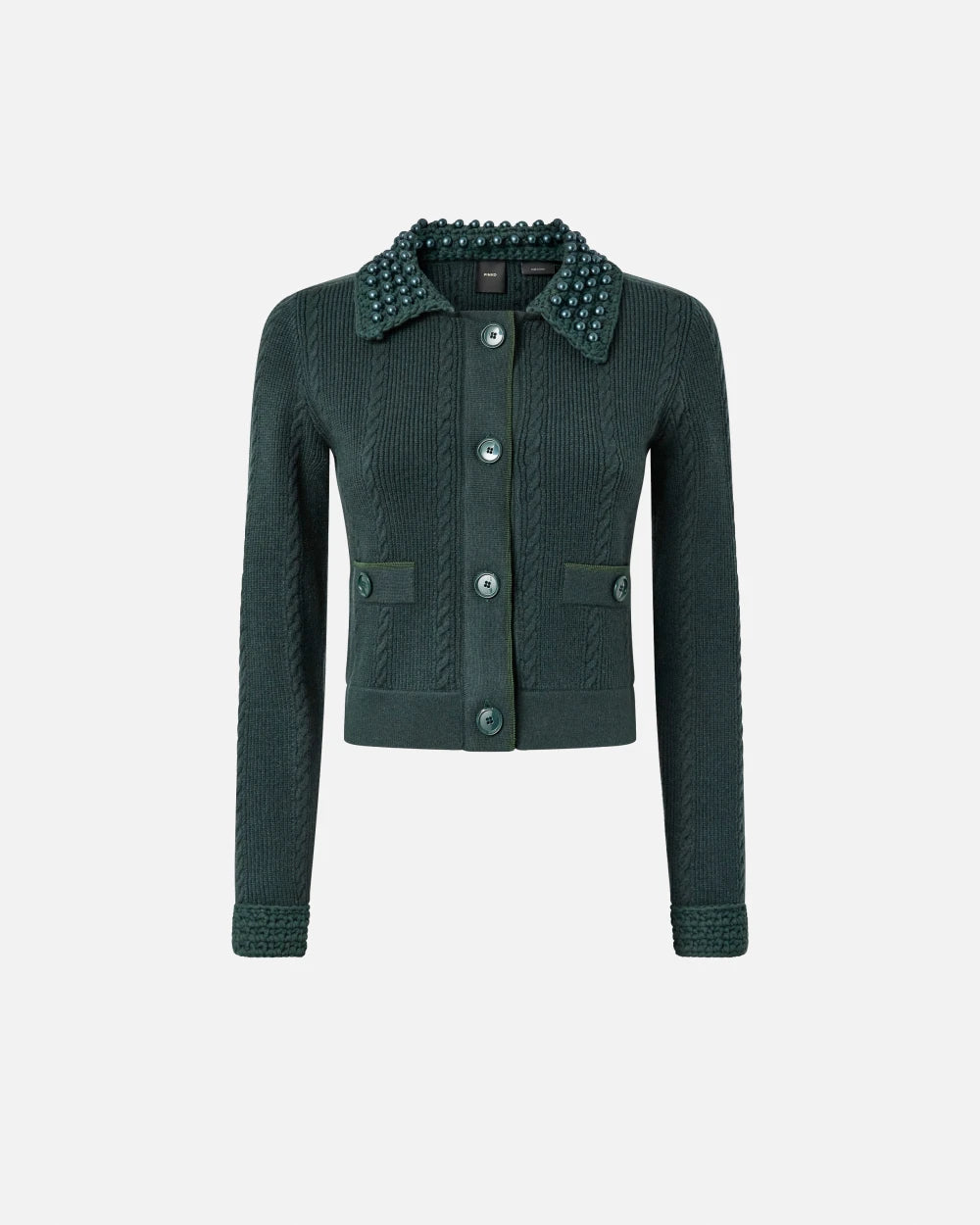 PKO-105485 MOLIE GREEN EMBELLIHED COLLAR TOP