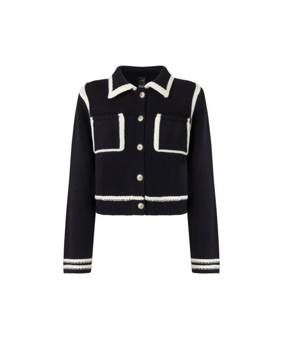 PKO-105498 SULCIS BLACK POCKETS KNIT JACKET