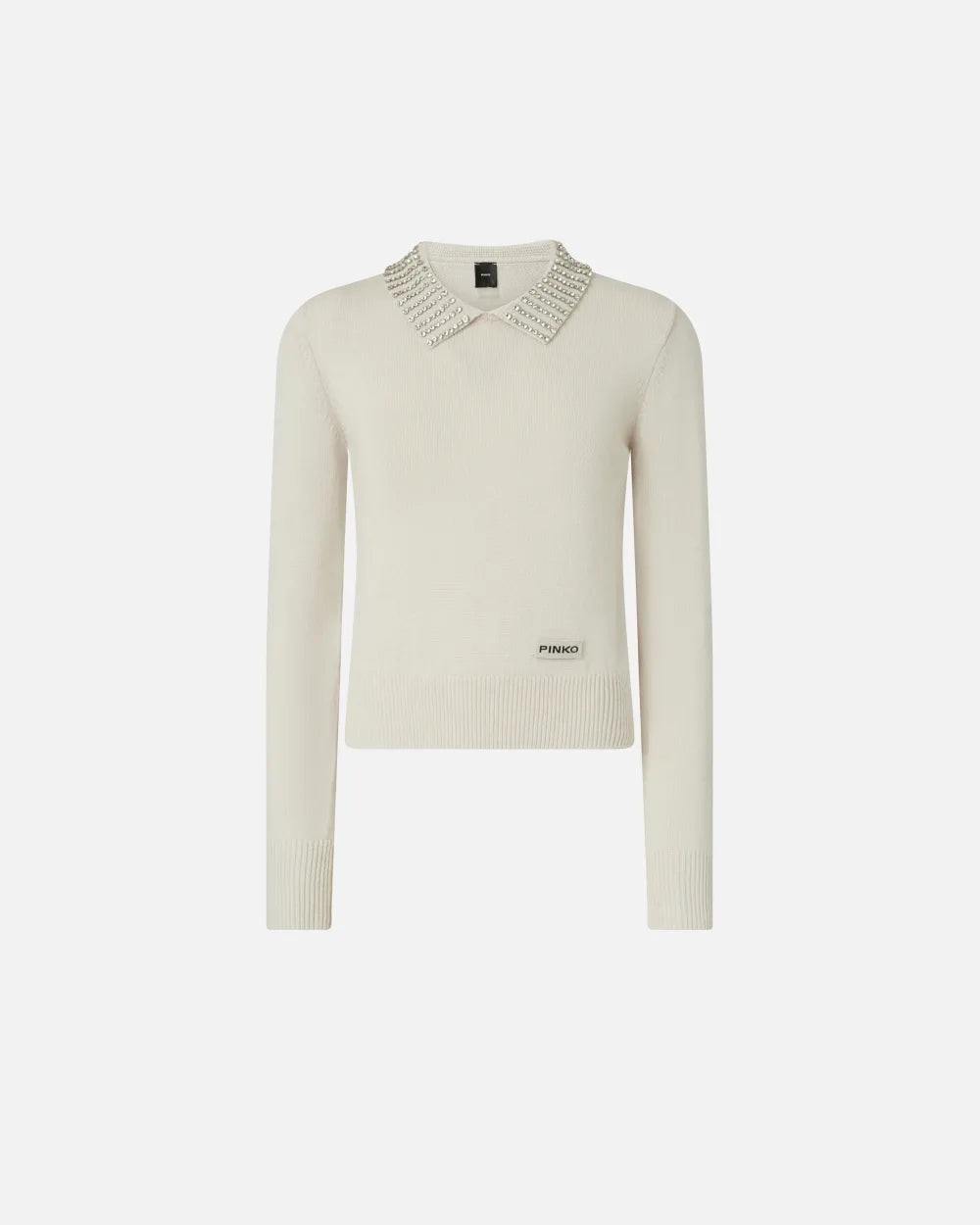 PKO-105530 VENTOTENE PALE TAUPE BEADED COLLAR TOP