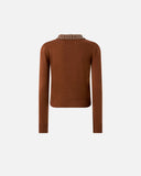 PKO-105530 VENTOTENE BROWN BEADED COLLAR TOP