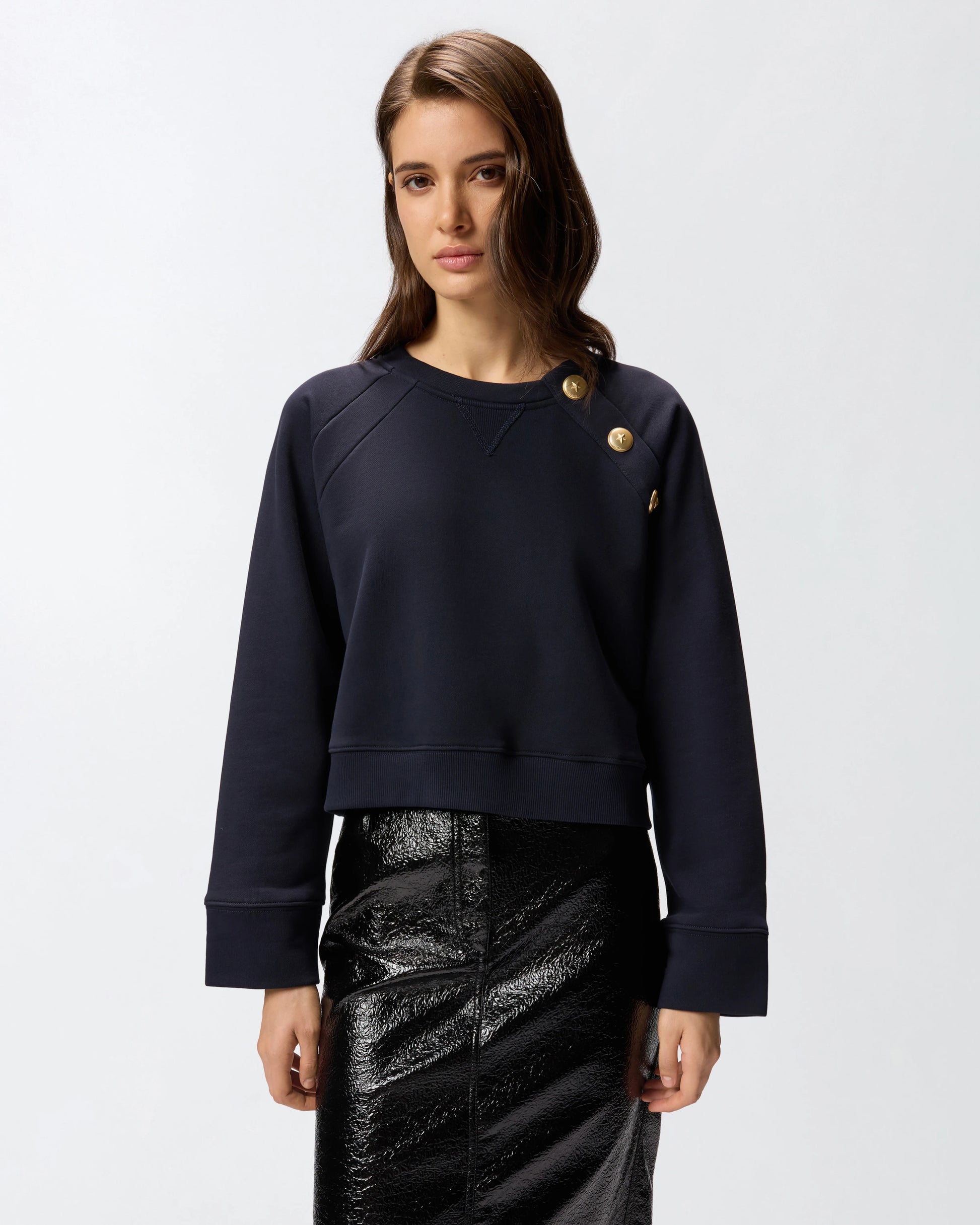 PKO-105613 MARGARINA NAVY BUTTON SWEATSHIRT