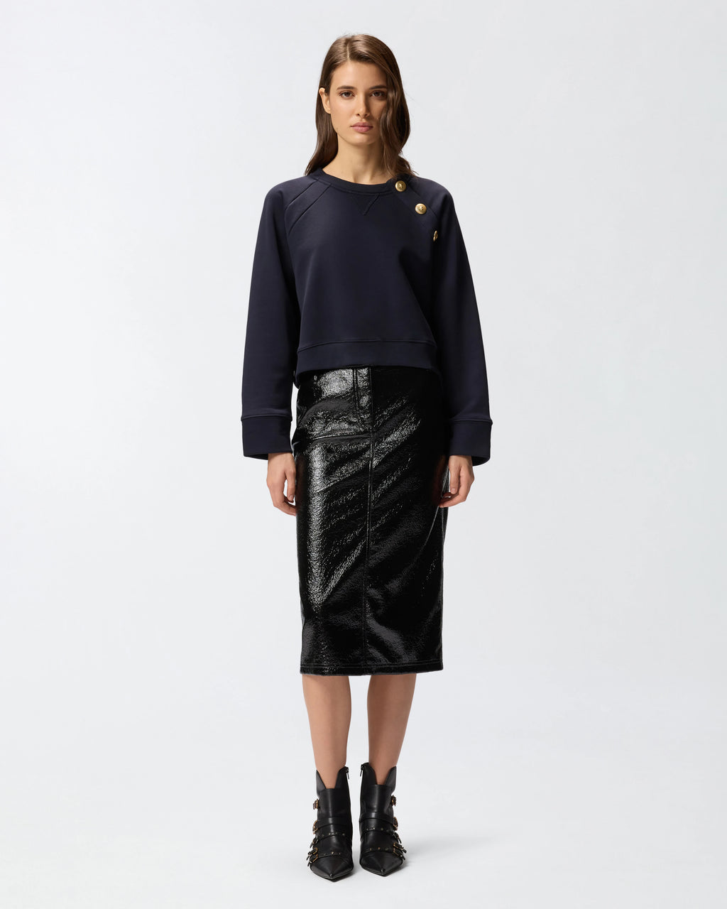 PKO-105613 MARGARINA NAVY BUTTON SWEATSHIRT