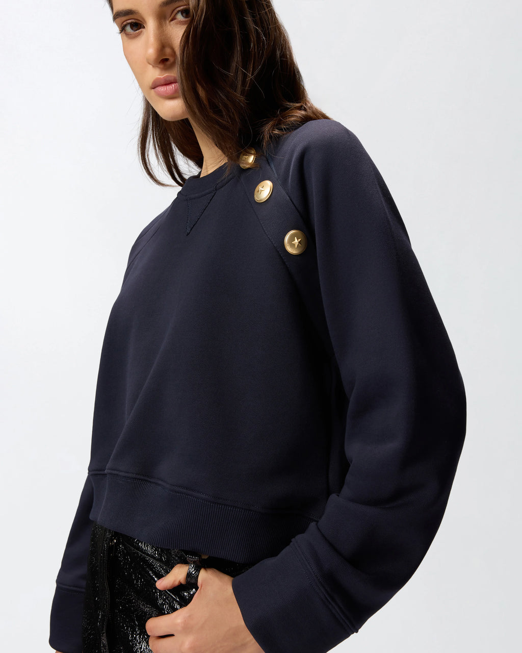PKO-105613 MARGARINA NAVY BUTTON SWEATSHIRT