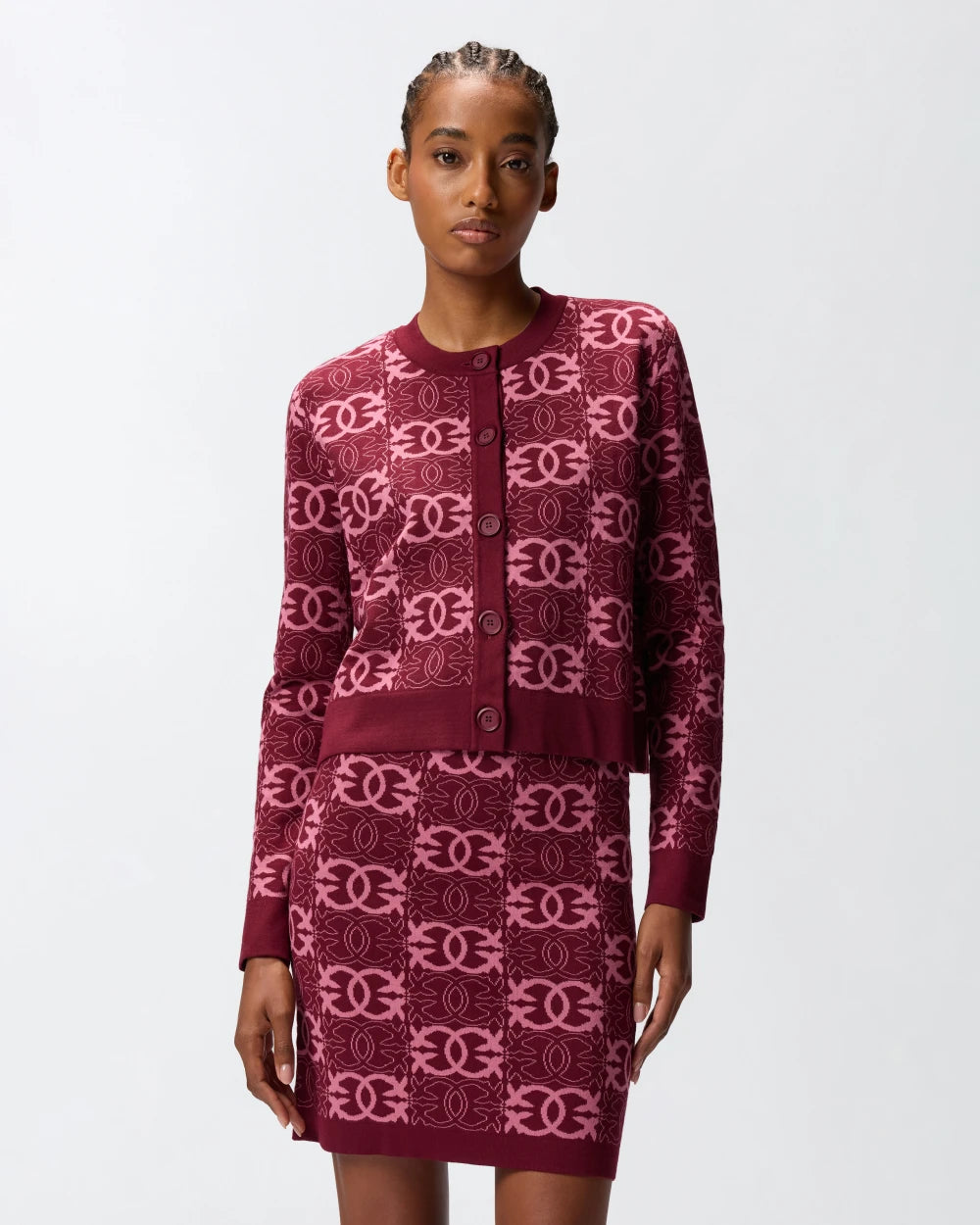 PKO-106043 FOUND OMEONE BURGUNDY CARDIGAN