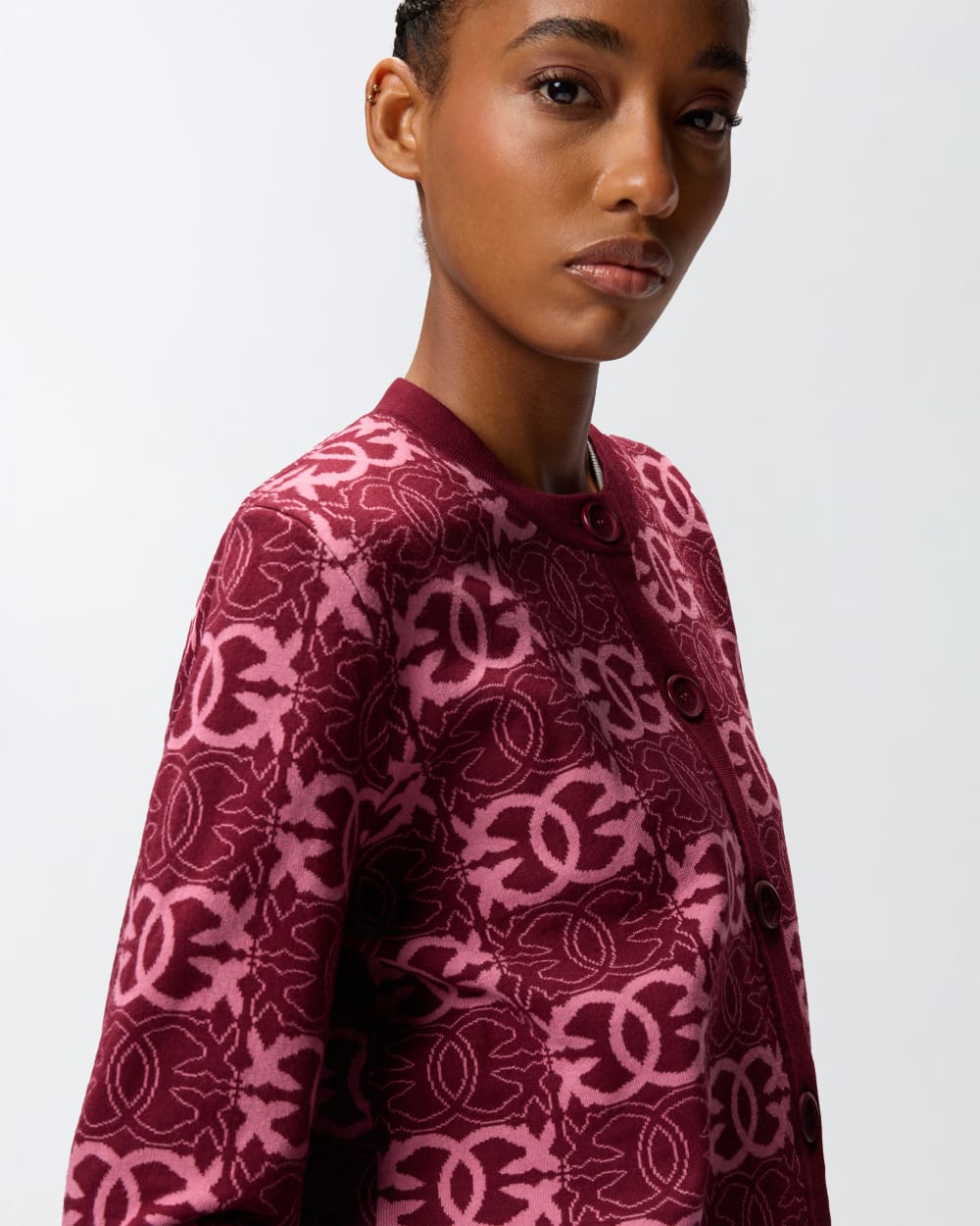 PKO-106043 FOUND OMEONE BURGUNDY CARDIGAN