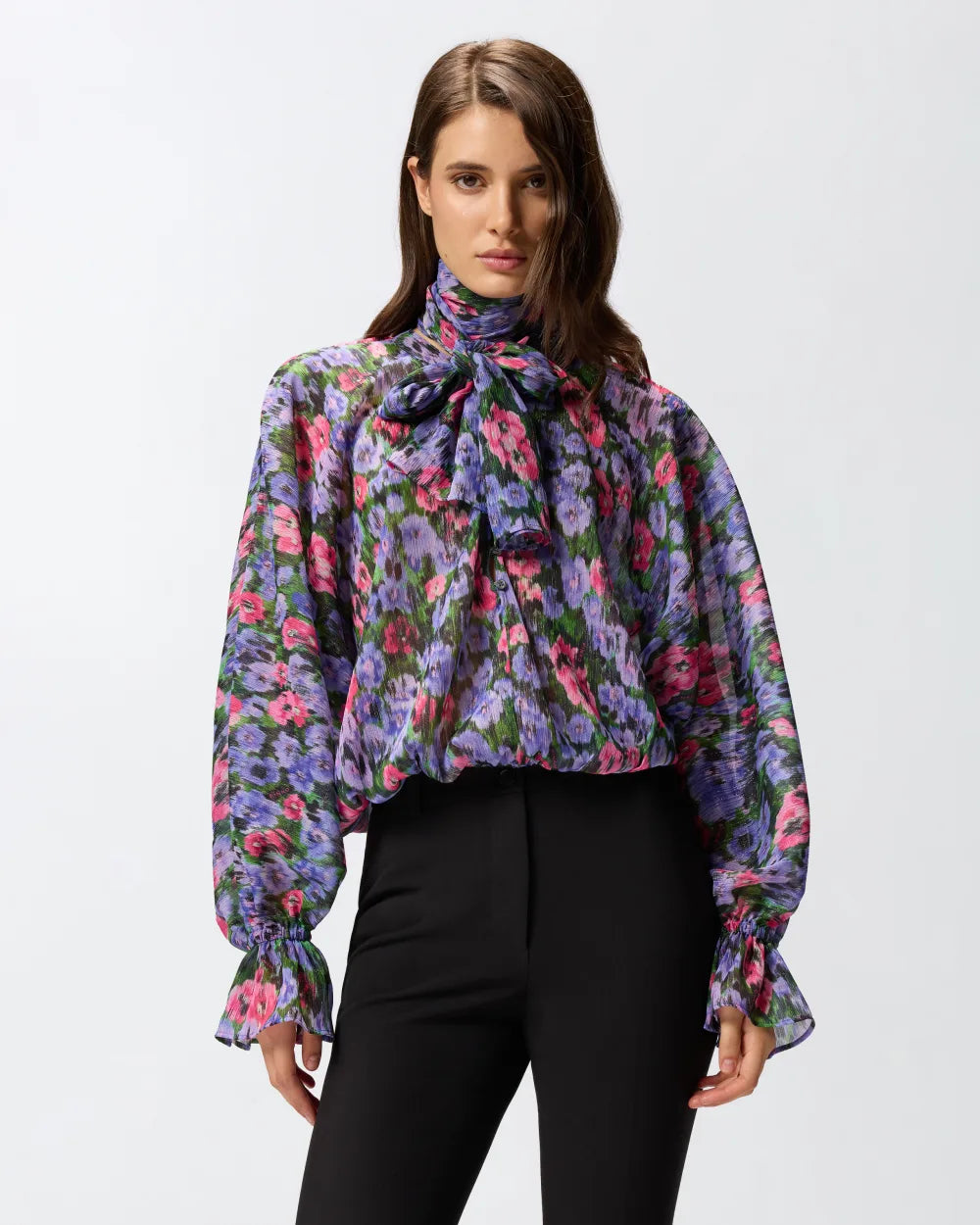 PKO-106125 ANDERE MULTI FLORAL PRINT BLOUSE