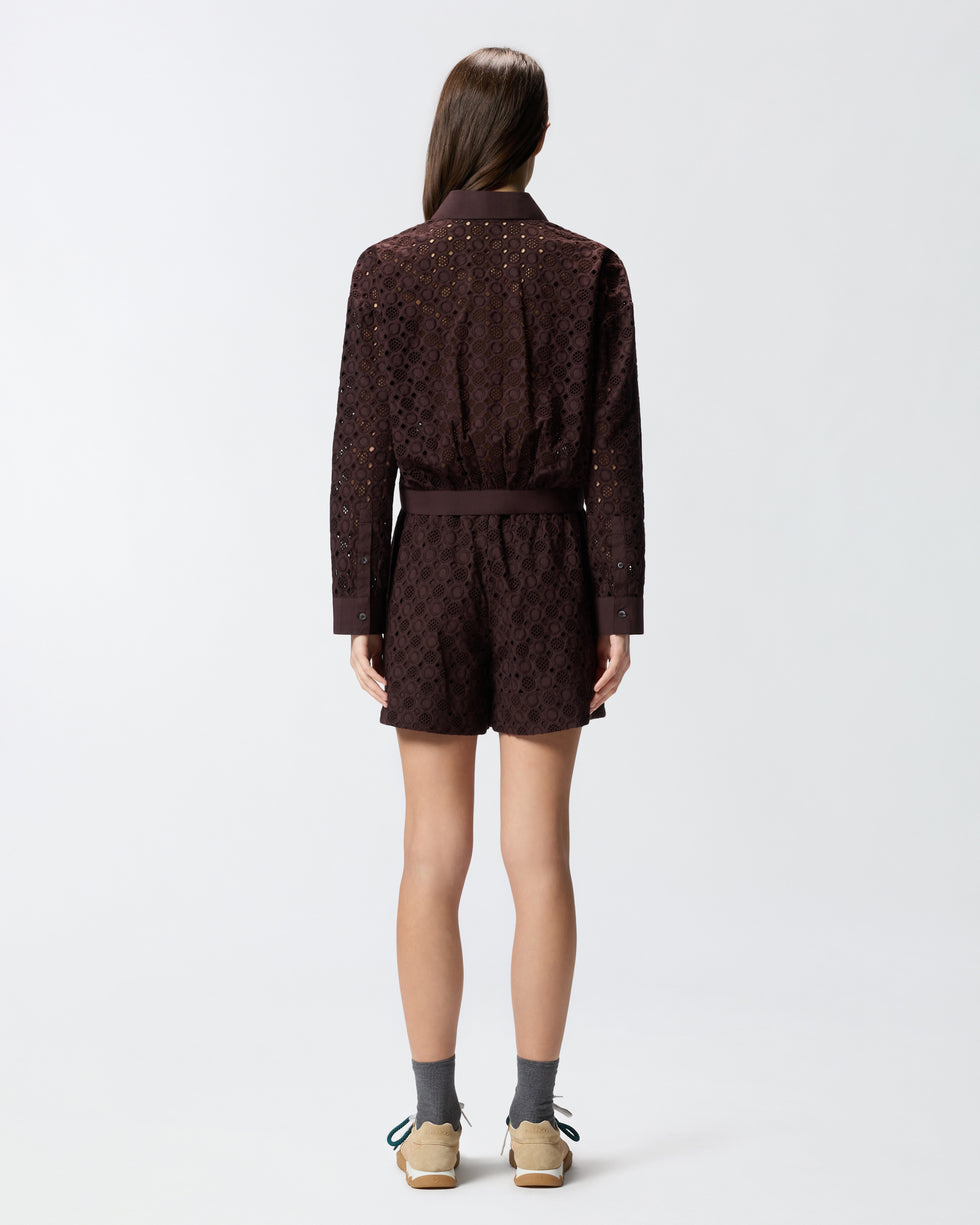 PKO-106277 CHARITA BROWN EYELET SHIRT