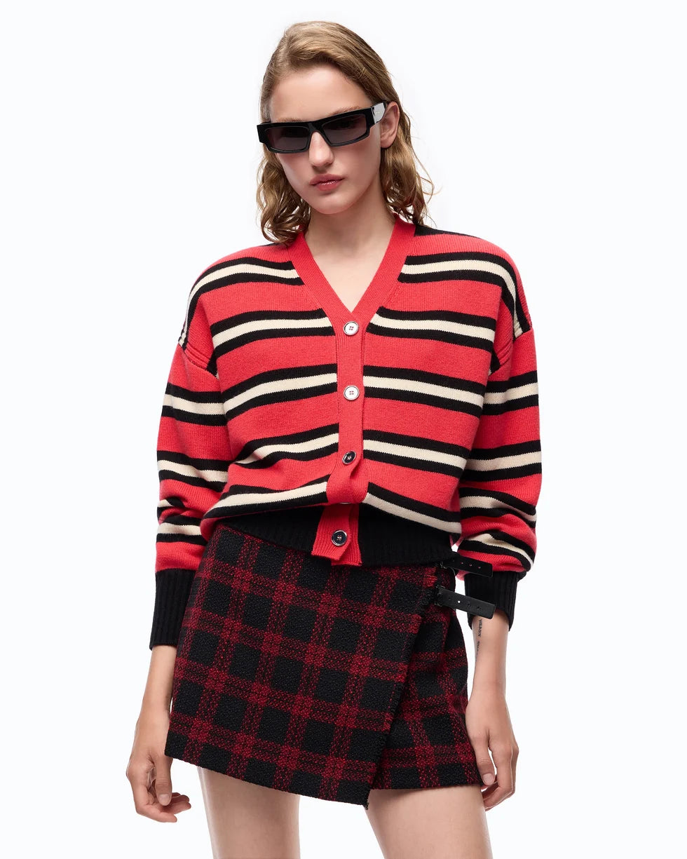PKO-107212 VIENNA RED STRIPED CARDIGAN