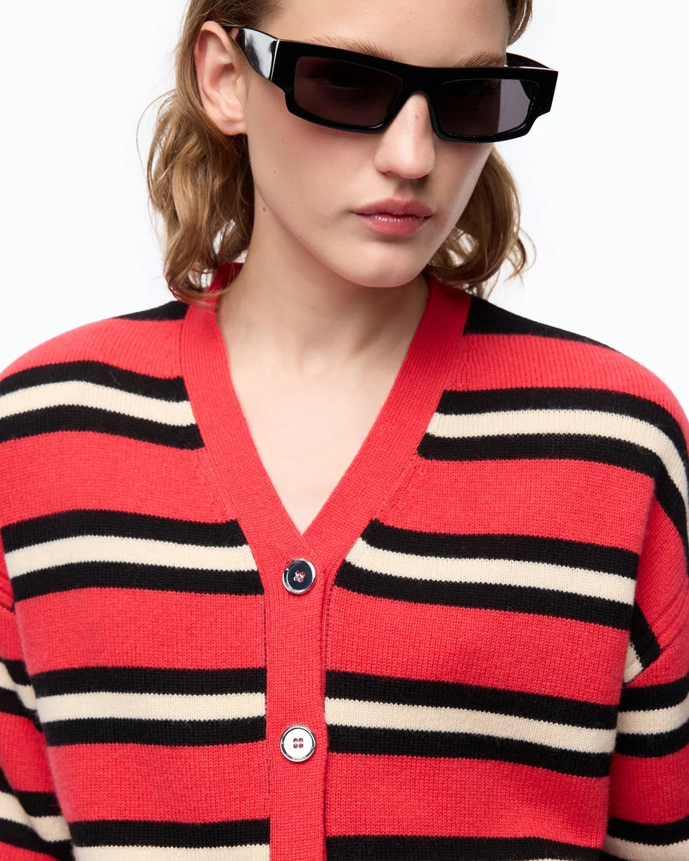 PKO-107212 VIENNA RED STRIPED CARDIGAN