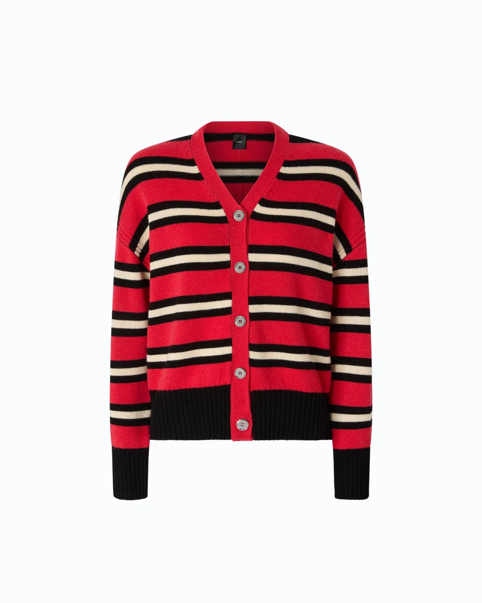 PKO-107212 VIENNA RED STRIPED CARDIGAN