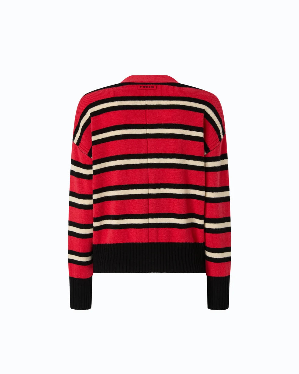 PKO-107212 VIENNA RED STRIPED CARDIGAN