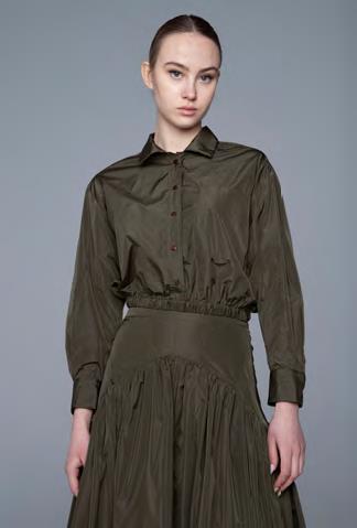 LAV- BF6WD002 GREEN TAFFETA BLOUSE