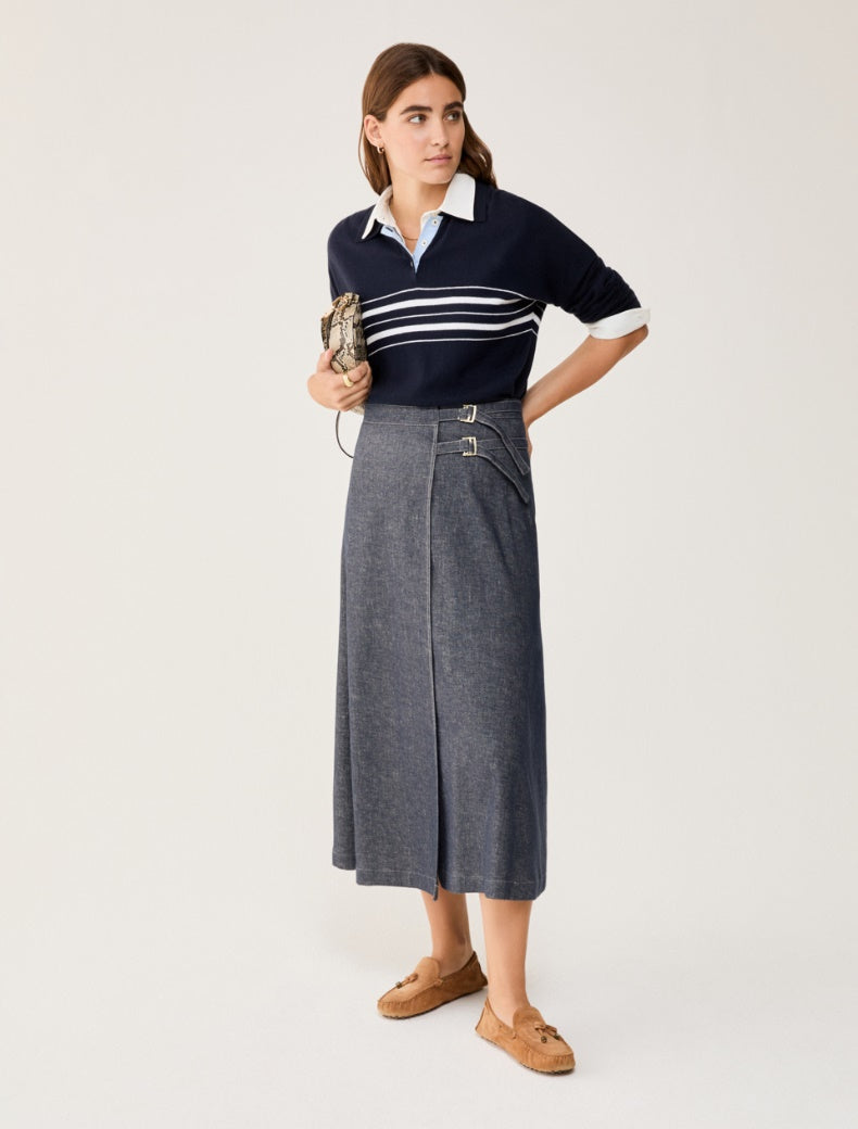 PNK-261110103 PBBGALOSCE NAVY WRAP SKIRT