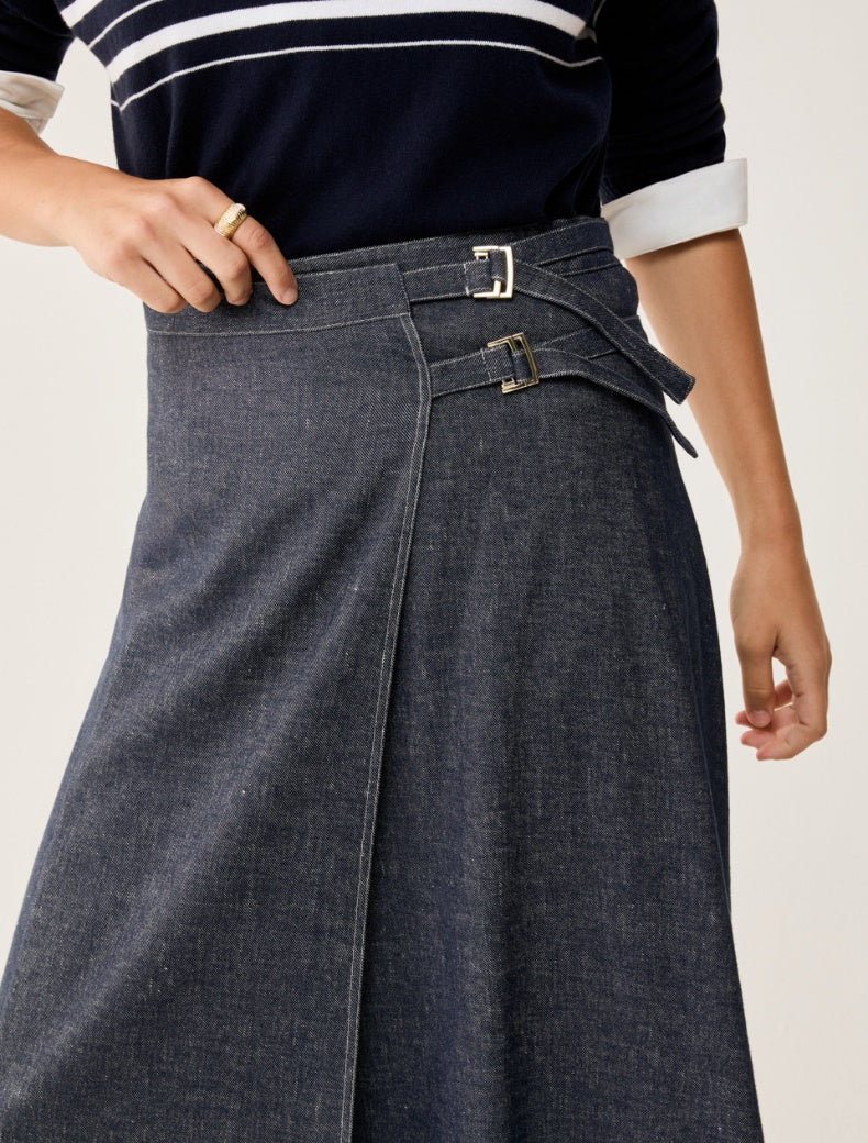 PNK-261110103 PBBGALOSCE NAVY WRAP SKIRT