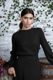 MUN-MNA4212 BLACK CABLE KNIT TOP