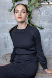 MUN-MNA4212 CHARCOAL CABLE KNIT TOP