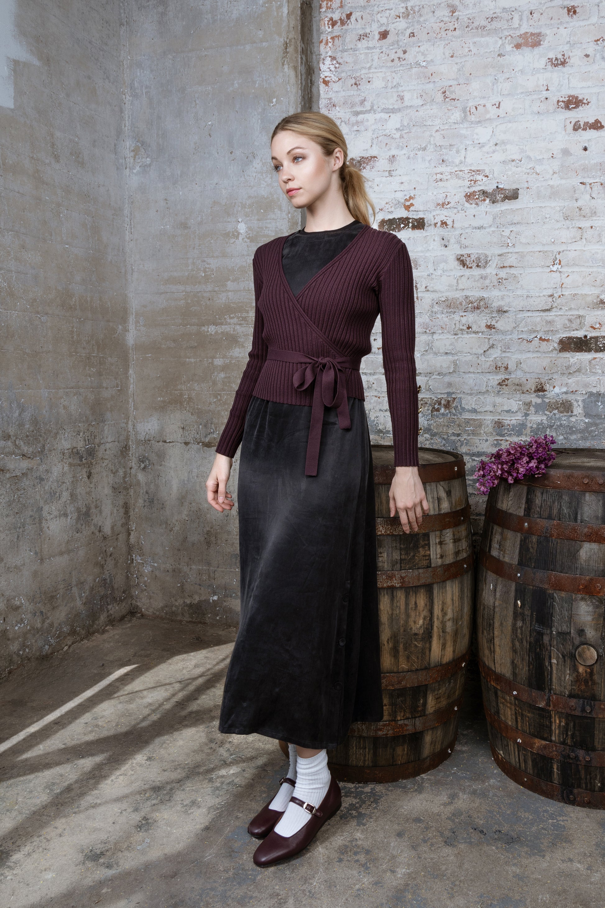 MUN-MNA4233 WINE WRAP TOP
