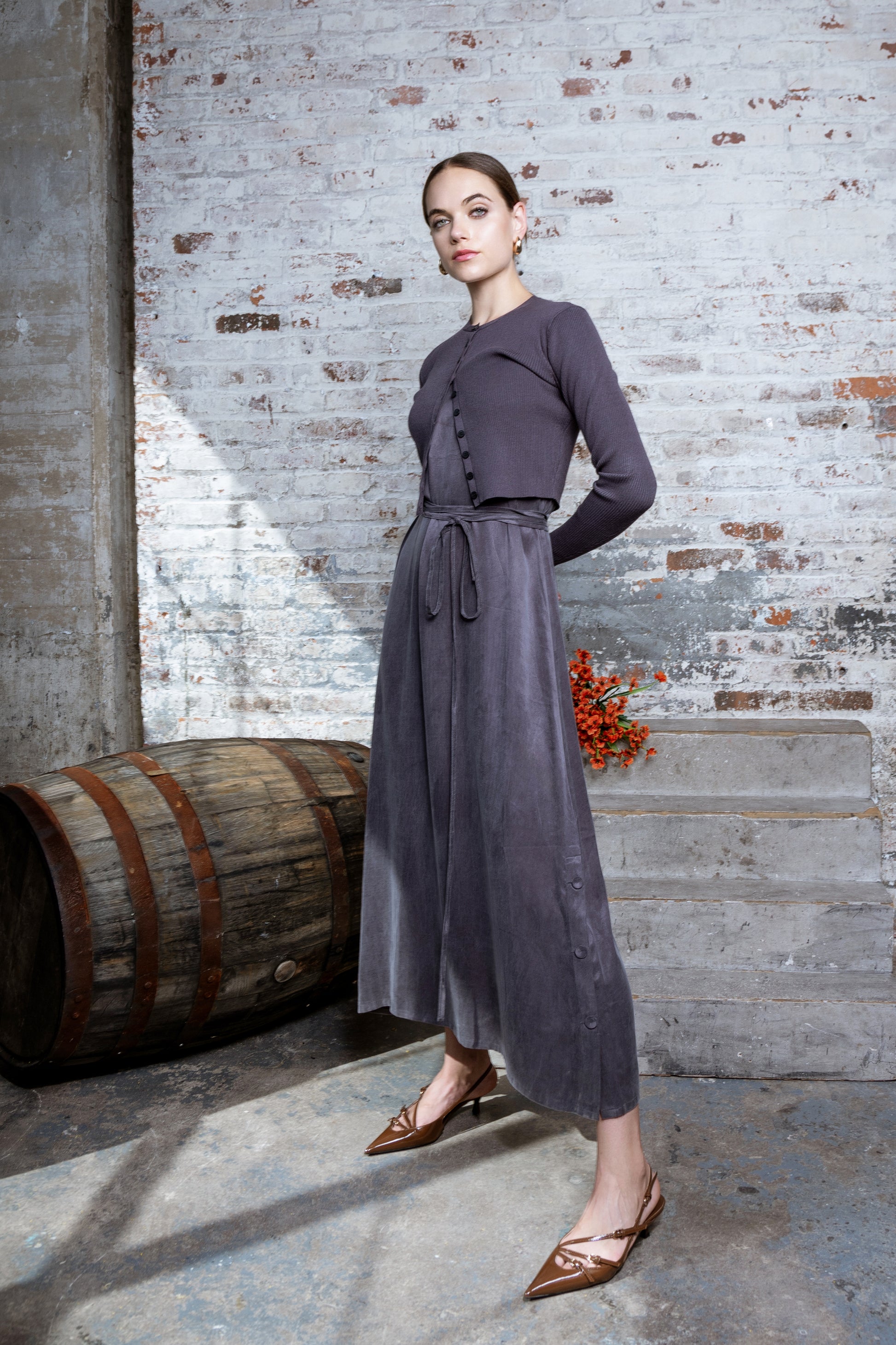 MUN-MNA4211 CHARCOAL RIB CARDIGAN