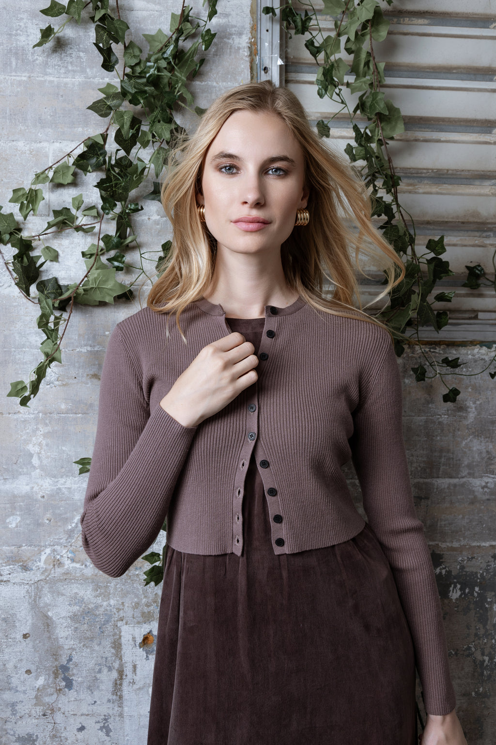 MUN-MNA4211 MUSHROOM RIB CARDIGAN