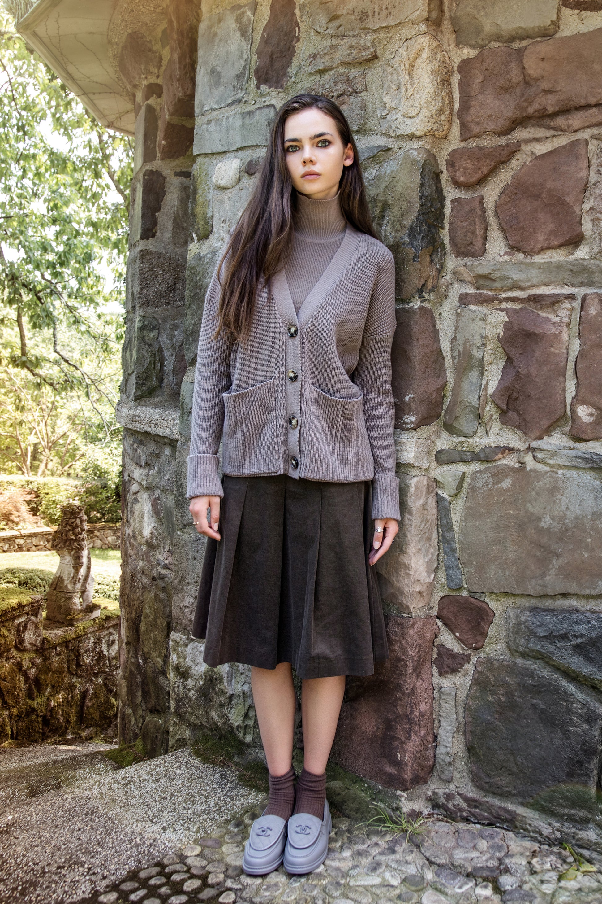 MUN-NUA4252&NUA4253 MUSHROOM POLO NECK CARDIGAN