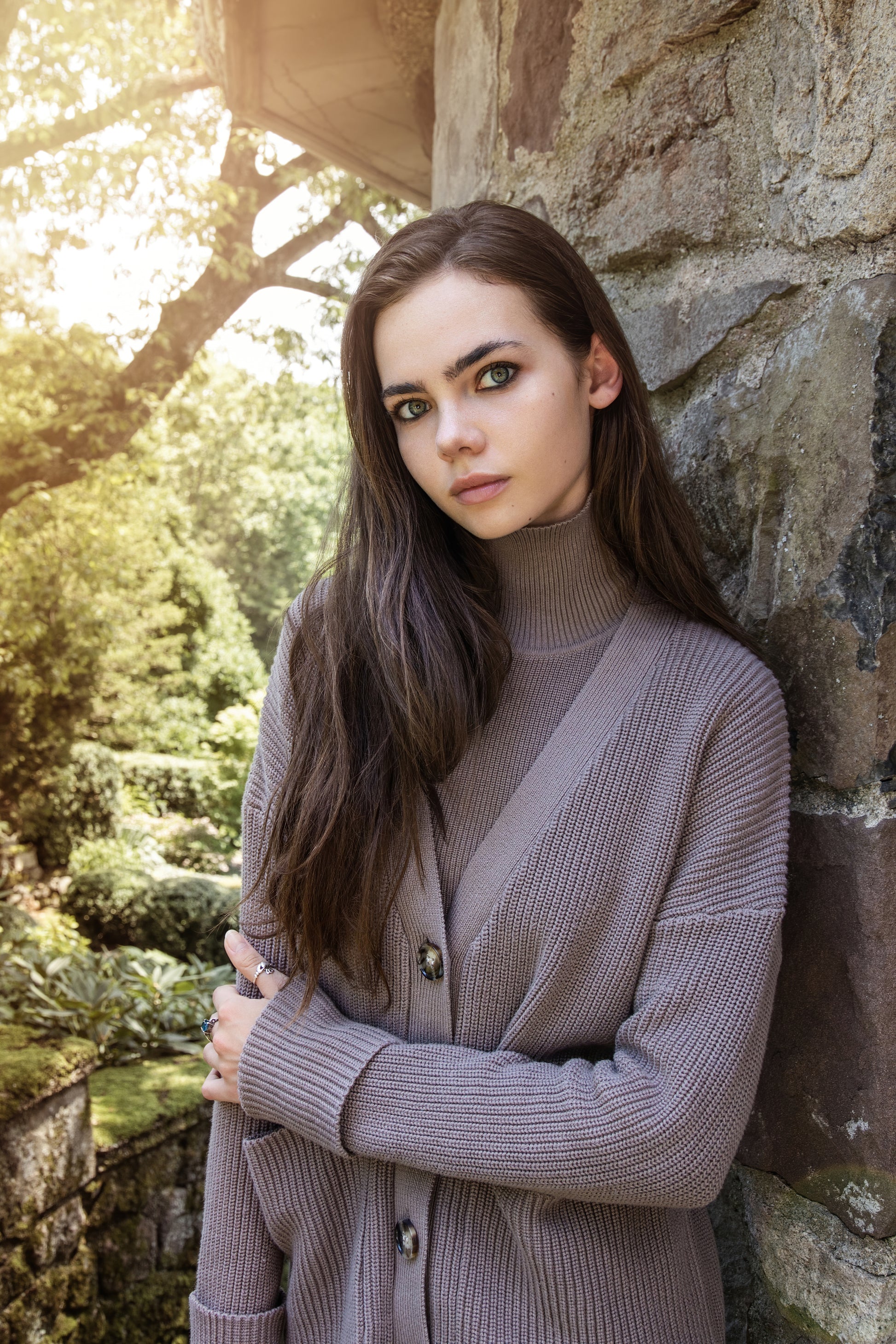 MUN-NUA4252&NUA4253 MUSHROOM POLO NECK CARDIGAN