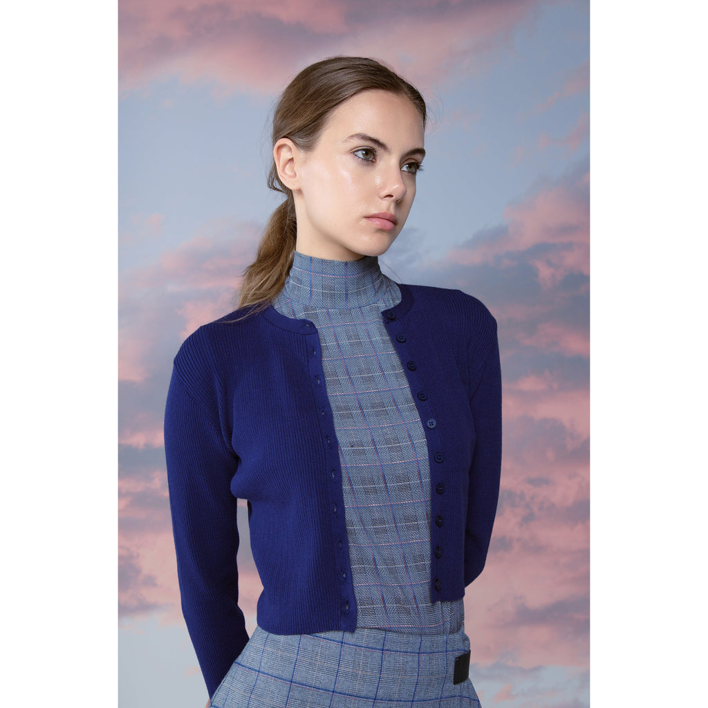 MUN-MNA5073 ROYAL BLUE RIBBED CARDIGAN