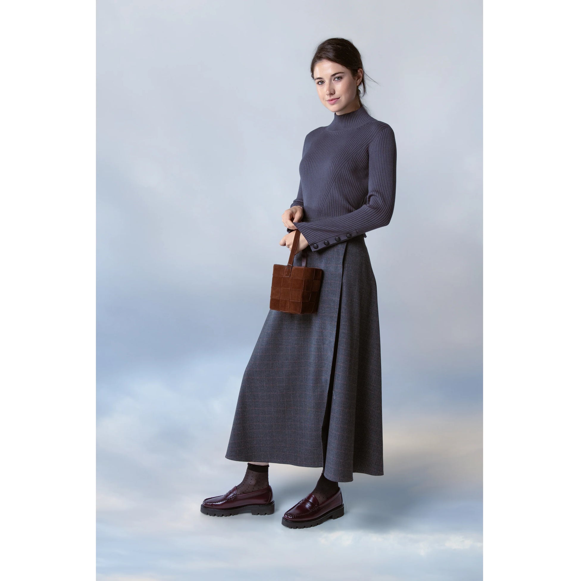 MUN-MNA5032 GREY PLAID AMARA SKIRT