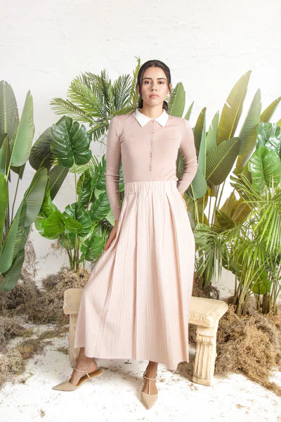 MUN-NS6004 ECRU CRYSTA SKIRT